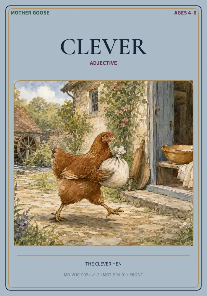 Front of the Clever Mother Goose vocabulary card